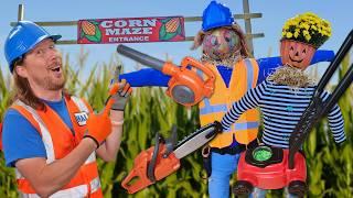 Building Scarecrows with Tools and Lawn Care Fun