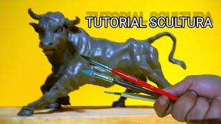 modellare con argilla e plastilina Sculpting timelapse Tutorial sculture animali = toro