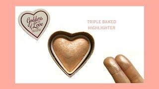 MAKEUP REVOLUTION GODDESS OF LOVE// TRIPLE BAKED HIGHLIGHTER [SWATCH]