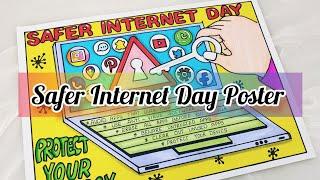 Safer Internet Day Poster/Safer Internet Day Drawing Easy steps /Cyber Safety Poster Drawing