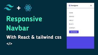 How to make a responsive navbar with react js and tailwind css | React js and tailwind css tutorial