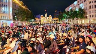 BẤT NGỜ ĐÔNG NGHẸT NGƯỜI ĐỔ VỀ PHỐ ĐI BỘ NGUYỄN HUỆ | NEW YEAR'S NIGHT WALK TOUR IN HO CHI MINH CITY