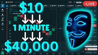 BEST NO LOSS QUOTEX 1 MINUTE TRADING STRATEGY 2024| TURN $10️$40,000 TRADING BINARY OPTIONS LIVE