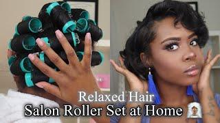 Salon Roller Set at Home: Relaxed Hair Maintenance  Routine (2020) / Neck Length Styling