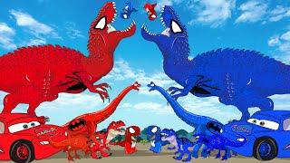 RED T-REX VS BLUE T-REX DINOSAURS: Jurassic World Chaos Theory| Funny Dinosaurs Comedy Cartoons