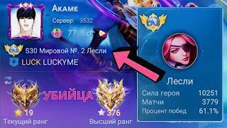 ТОП 1 МИРА ЛЕСЛИ ПОТЕЕТ НА 100% РАДИ ПОБЕДЫ / MOBILE LEGENDS