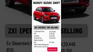 On road price of MARUTI SUZUKI SWIFT December 2024.