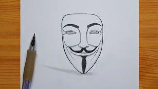 How to draw Hacker Face Mask | Haker Mask step by step | easy tutorial