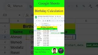 Google Sheets Birthday Calculation Tricks