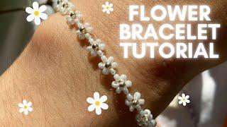 easy daisy flower bracelet tutorial, diy beaded bracelet