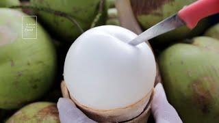 Amazing coconut cutting skills Street Food Bangkok Thailand - Asian street food