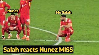 Mo Salah looked UPSET with Nunez after his missed penalty against PSG, look at his reaction...