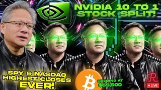 BITCOIN LIVE : NVDA STOCK SPLIT, SPY AND NASDAQ ALL TIME HIGHS! BTC $70K REJECTED?