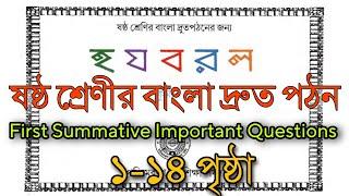 হ য ব র ল ষষ্ঠ শ্রেণীর বাংলা। ফার্স্ট ইউনিট টেস্ট। ফার্স্ট সামেটিভ প্রশ্ন।