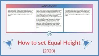 SIMPLE EQUAL HEIGHT USING JAVASCRIPT (2020)