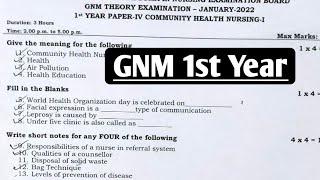 GNM 1st year Community Health Nursing question paper 