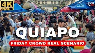 [4K] OVERCROWDED QUIAPO During Friday | Amazing Manila Streets Virtual Tour 2024
