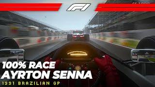 Ayrton Senna Legendary Win! 1991 Brazilian GP | 100% Race in McLaren MP4-6 V12 | Maximum Difficulty