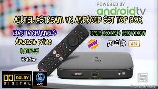 Airtel Xstream 4k android dth unboxing & Review in tamil