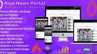 Riya News Portal PHP Script - Newspaper & Magazine | Frontend & Admin Demo | Mobile and Desktop Ver.