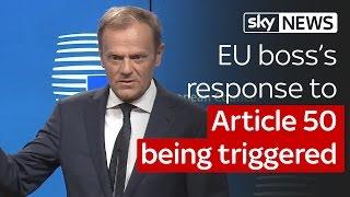 EU boss Donald Tusk on Brexit: "There's no reason to pretend this is a happy day"