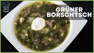 Russian green borscht - sorrel soup with egg