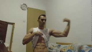 Incredible biceps at young ripped bodybuilder