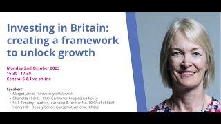 Investing in Britain: creating a framework to unlock growth