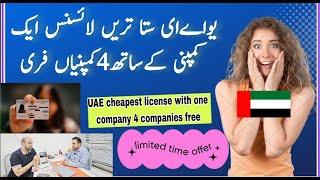 UAE cheapest business license with one company 4 companies free || low cost Freezone business Step