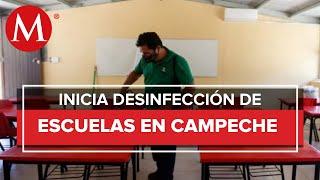 Desinfectan escuelas en Campeche por regreso a clases presenciales pese a covid-19