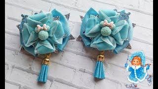 Зимние бантики. Канзаши МК. / Winter bows. Kanzashi MK.