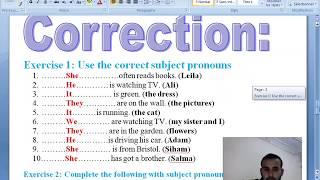 subject pronouns with exercises and correction