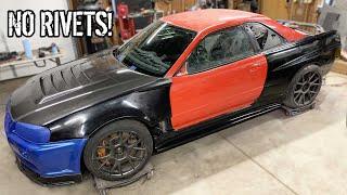 Installing a Molded Wide Body Kit On My R34 GT-R  (no rivets)