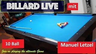 Billard Live aus Ludwigshafen. Match zw.  Zehrudin Vereget und Manuel Letzel 10 Ball auf 20 GS