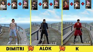 Dimitri vs Alok vs K Ability Test //Garena Free Fire