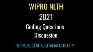 Wipro Coding Question- problem  discussion- 30th January|| Wipro - NLTH  2021 discussion|| Part 1