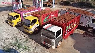 Rc Excavator, Mobil Truk Oleng RC Canter Fuso Muat Tanah Dump Truck Isuzu nmr Oleng Jatuh Terguling