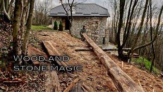 How I Lifted Massive Wooden Beams onto Stone Pillars with My Own Hands! Ep. 26