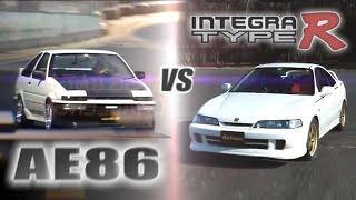 [ENG CC] Tsuchiya's AE86 vs. Integra Type R in Tsukuba AEHV01