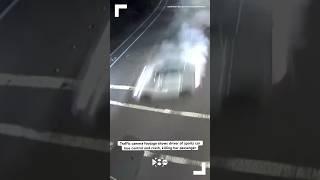 Traffic camera footage shows driver of sports car lose control and crash, killing her passenger