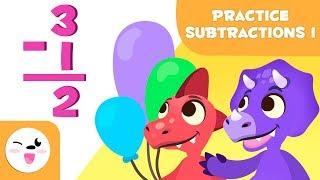 Subtraction exercises for kids - Learn to subtract with Dino and Saury - Mathematics for kids