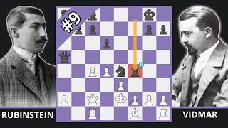 A Brilliant Budapest Gambit - Rubinstein vs. Vidmar