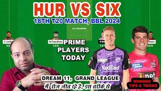 HUR vs SIX Dream11 Analysis | Hobart Hurricanes vs Sydney Sixers | hur vs Six match Prediction Today