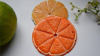 Citrus Fruit Slices From Polymer Clay Without Making a Cane || Quick Method