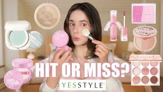 yesstyle kbeauty makeup haul & try onWAKEMAKE, AMUSE, LANEIGE | worth the money?