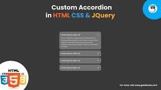 How to Create Custom Accordion using HTML CSS & JQuery | Geekboots