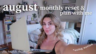 august monthly reset & plan with me 2024 | setting goals, monthly reflection & youtube analytics