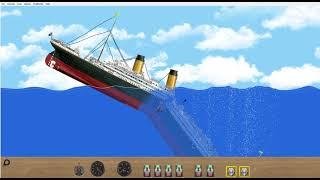 RMS Titanic sinking with wreck in floating sandbox