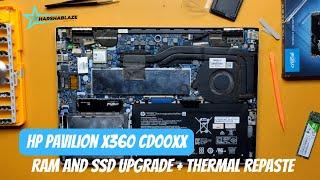 RAM and SSD Upgrade with thermal paste replacement | hp pavilion x360 cd00xx