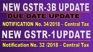 UPDATE GSTR-3B DUE DATE NOTIFICATION No. 34/2018 – Central Tax